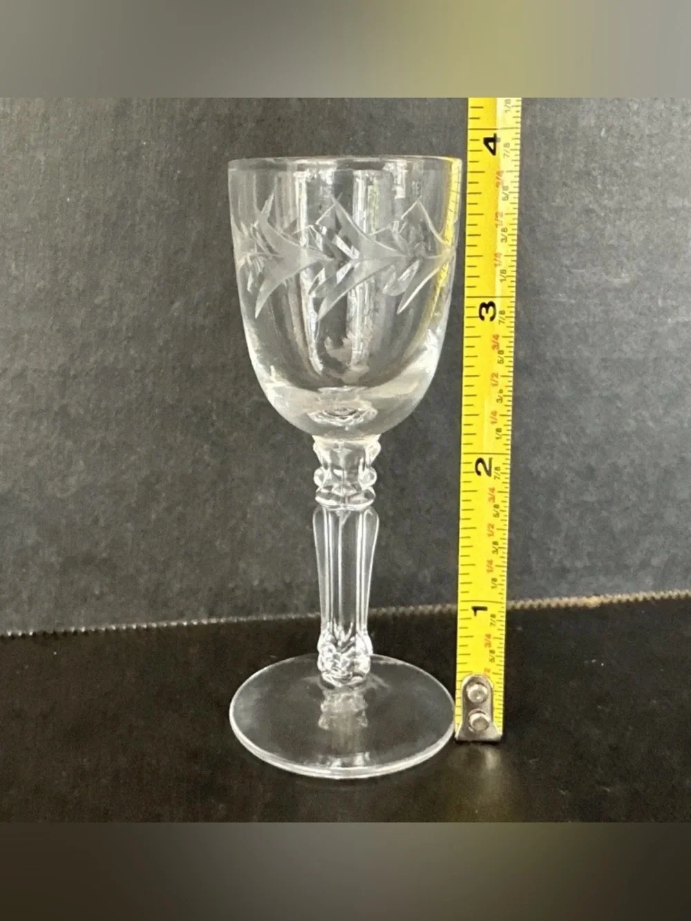 Fostoria Holly Cordial Glass Manganese UV Glow Set of 2 MCM Apéritif 3.75
